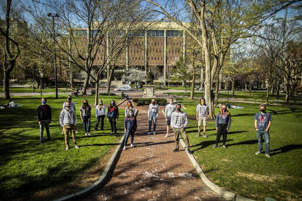 The Penn Glee Club and Penn Sirens board members on College Green in the week before the Glee Club’s vote to merge.