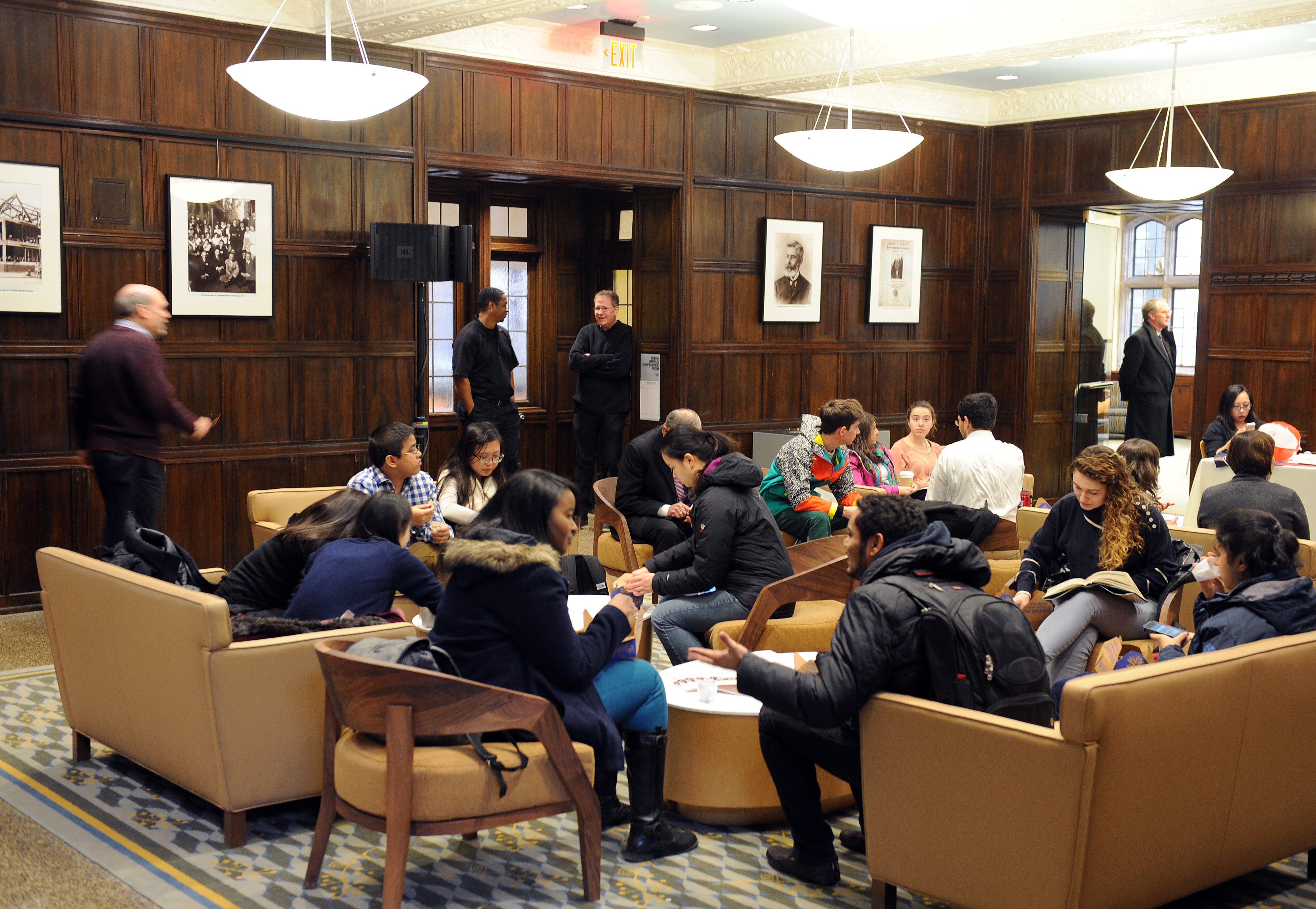 Students having lunch in the ARCH Lobby.