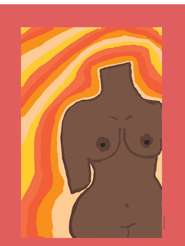 Digital painting of a woman in bold colors and shapes