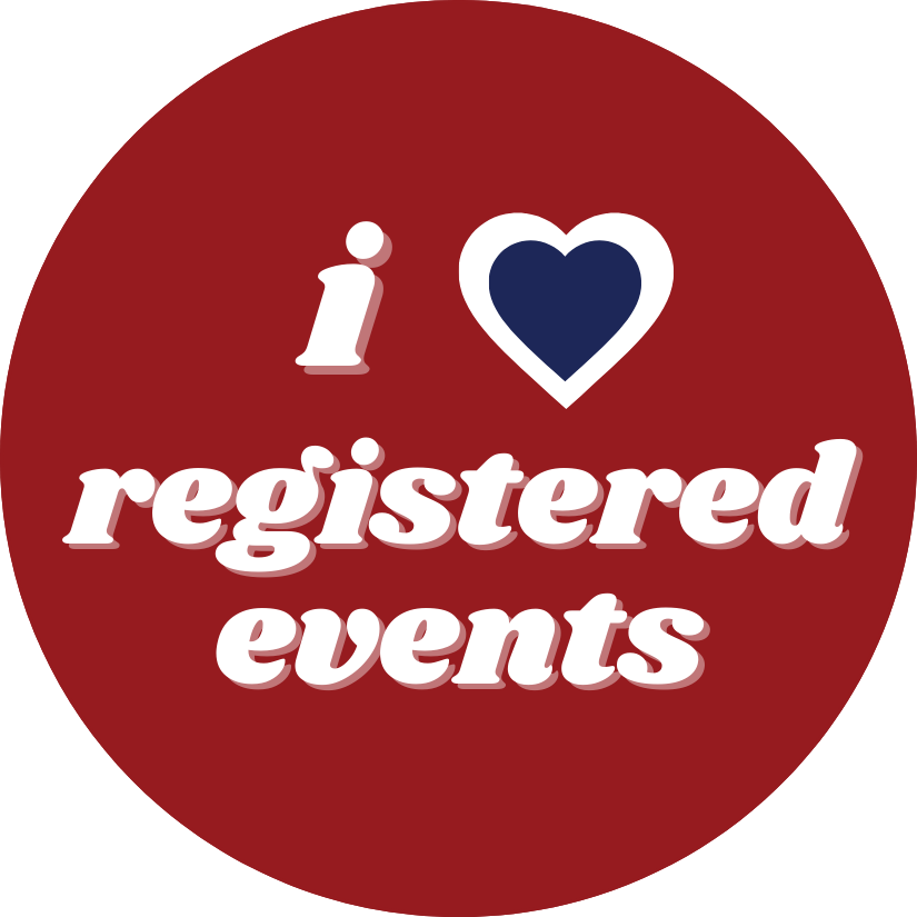 Red button that reads i [heart] registered events